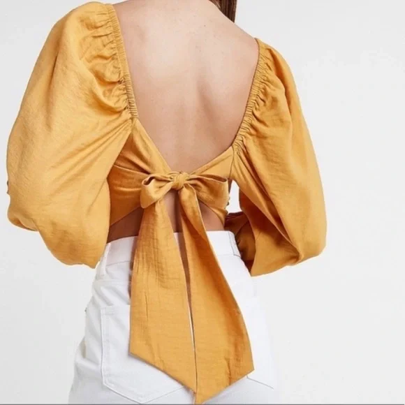 Express Gold Yellow Top Tie Back in Small - Picture 4 of 8